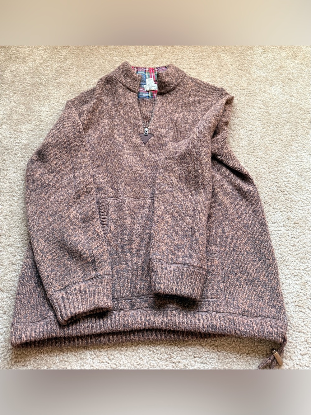 LL Bean wool Half-Zip Pullover Sweater - Brown Heather Sz xl